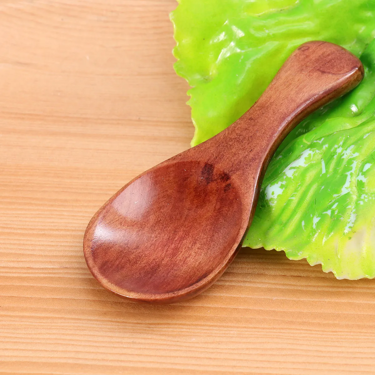 4Pcs Compact Wooden Mini Spoon Set Light Weight Natural Wood Short Handle for Infant Ice Cream Dessert Jam Salt Sugar Spoon