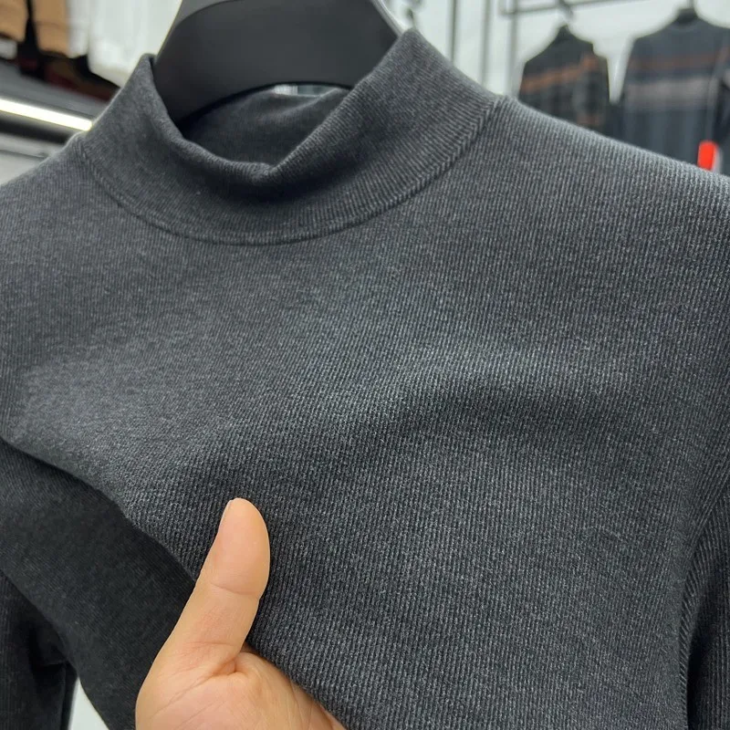 

Мужская термофутболка с длинным рукавом и высоким воротом, двусторонняя, с флисовой подкладкой, осенне-зимняя, модная, в городском стиле