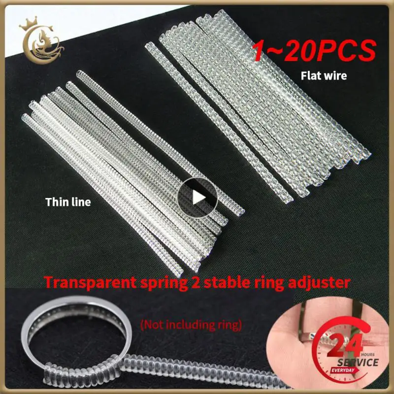 1~20PCS Transparent Spring Ring Size Adjuster Guard Adjuster Jewelry Tools Invisible Tightener Reducer Resizing Ring