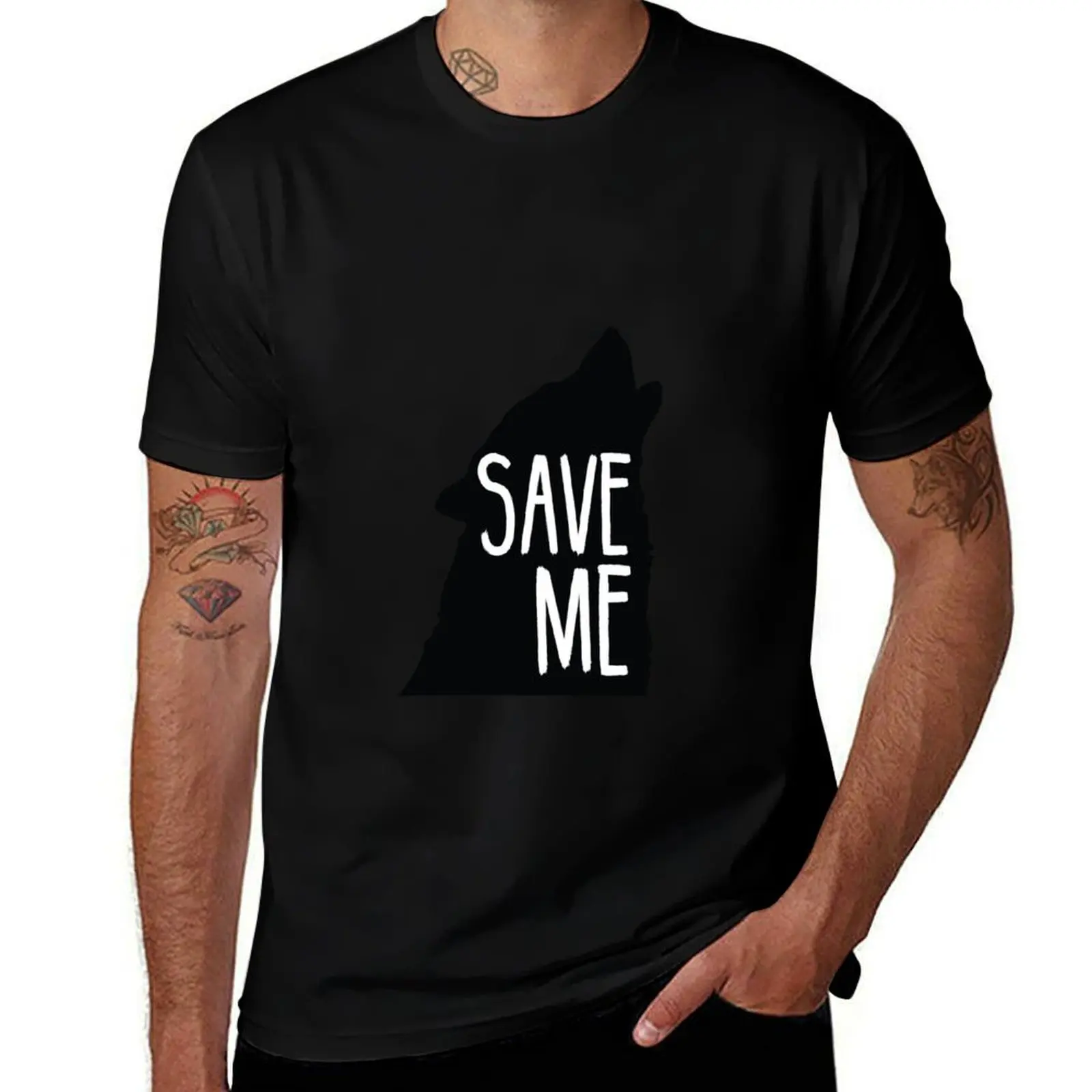 Save Me Wolf Conservation Preservation Protection T-Shirt Basic All Season Solid T-Shirt