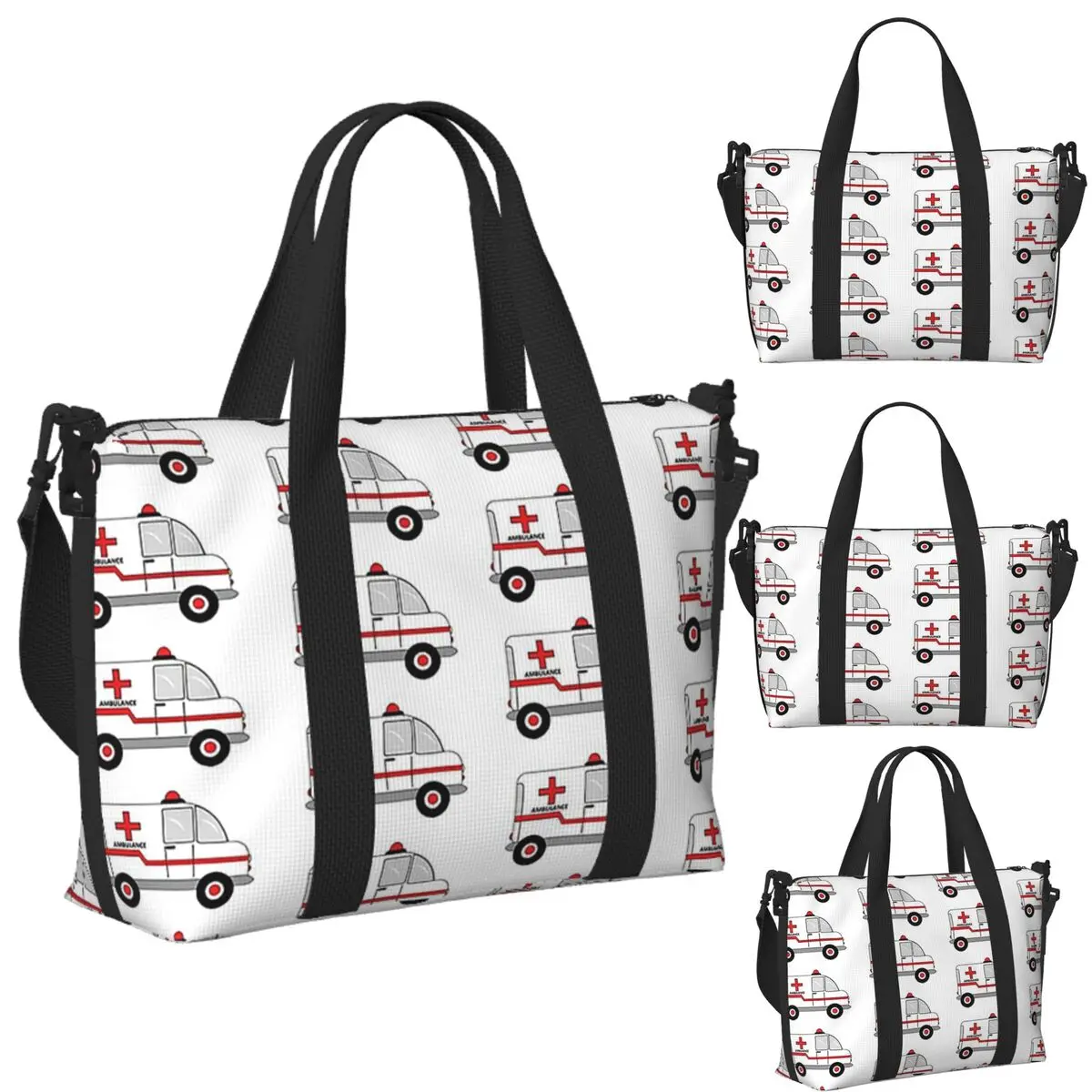 

Custom Ambulance Beach Travel Bag Large Capacity Tote Bags for Gym Yoga Women Shopping Duffle Shoulder Bag
