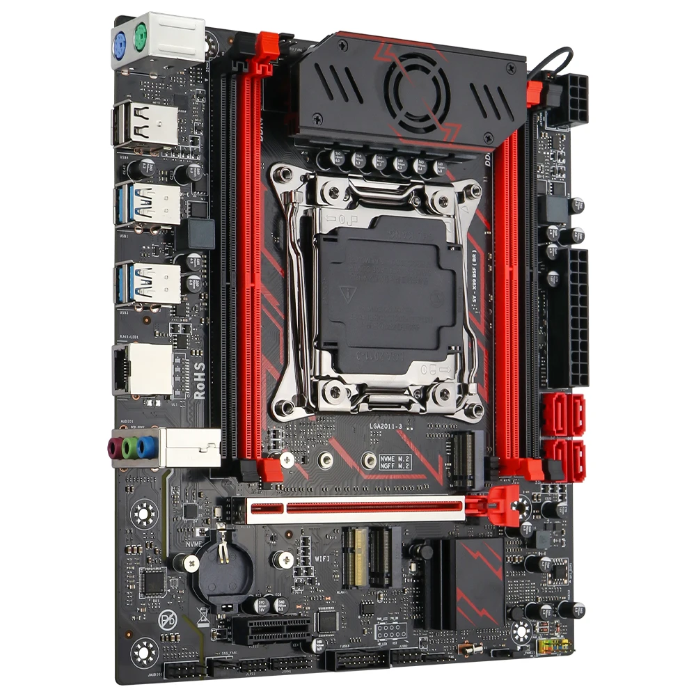 SOYO X99 kit de placa base para juegos LGA2011-3 Xeon E5 2680 V4 CPU 16GB(8GBX2) DDR4 RAM M.2 NVME SATA3.0 compatible con interfaz TPM 2,0