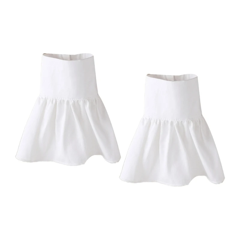 Decorative Ruffle Sleeves Girls False Pleated Cuffs for Women Dress Female White Color Coat Shirt Cuffs Accessories