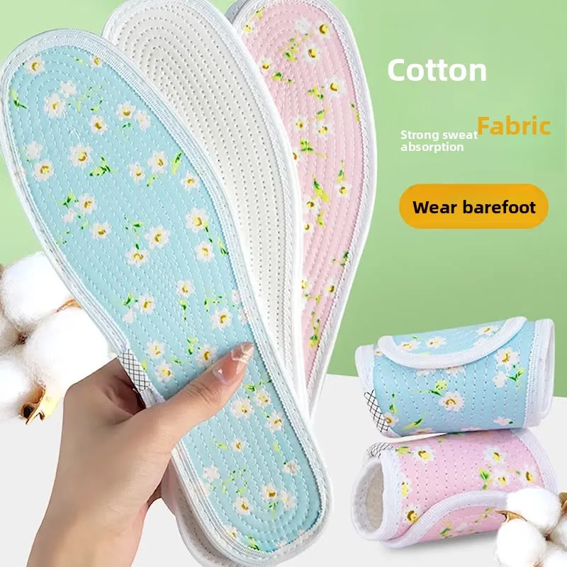 Thick Handmade Multi-Layer Cotton Insoles Unisex Comfortable Breathable Absorbent Women's Soft Bottom Cloth Washable Shoe Ins...