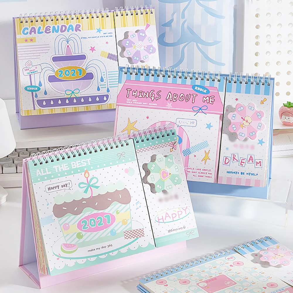 2027 New Calendar Student Desktop Mini Check in Calendar Wave Point Fun Ornament Calendar