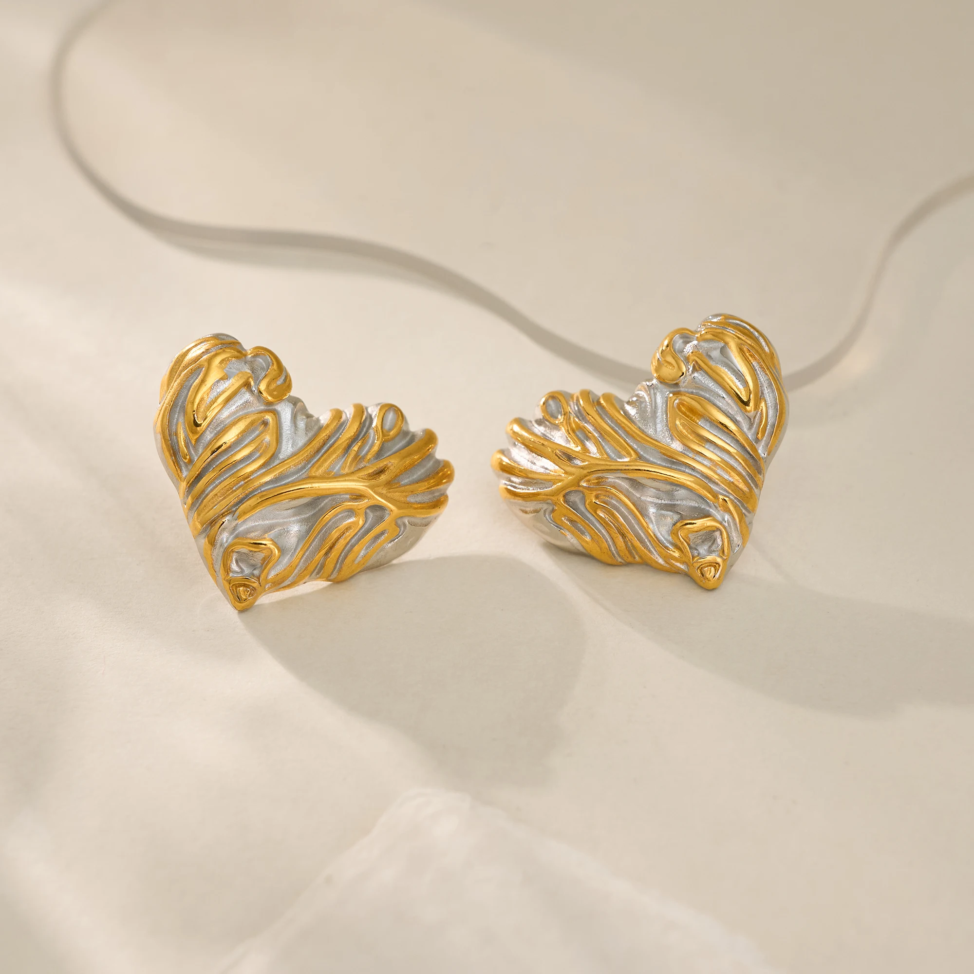 DASEIN New Boho Love Heart Mix Color Lava Earrings INS 18k Gold Plated Hypoallergenic Stainless Steel Runaway Jewelry for Women
