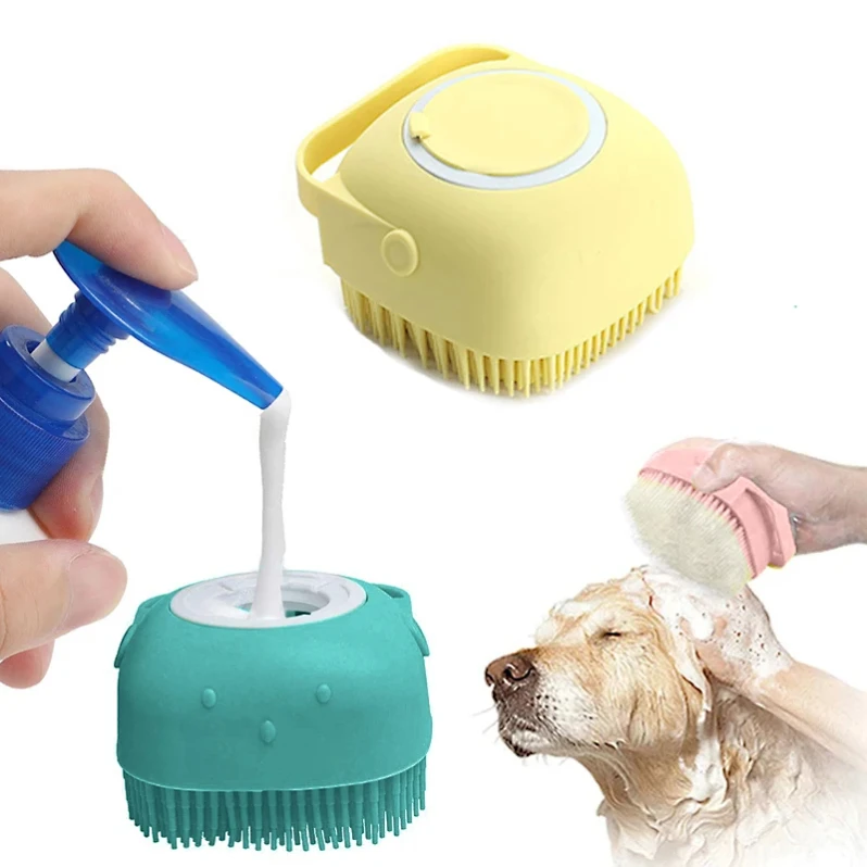 

Soft Safety Bathroom Puppy Dog Cat Bath Massage Gloves Brush Silicone Comb with Shampoo Box Massager Comb Grooming Shower Brush