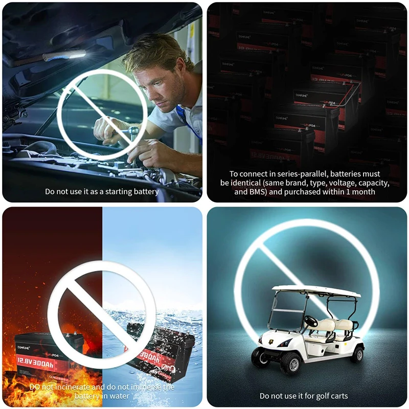 Dumfume 2 عبوات 12.8 فولت 300 أمبير بطارية ليثيوم LiFePO4 مدمجة 200 أمبير BMS 3840Wh طاقة للمنزل المتنقل احتياطية إمدادات الطاقة الشمسية #4