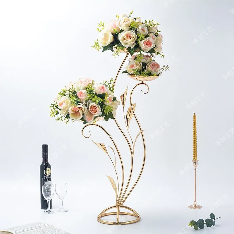 

Metal Flower Rack Luxury Shiny Table Vases Wedding Centerpiece Event Road Lead For Party Home Hotel Party Decoration CH189