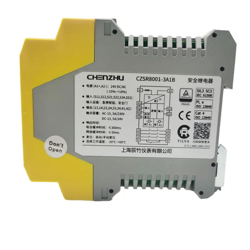 Industrial Safety Relay 24V DC AC 3NO 1NC E Stop Button Safety Gate Monitor SIL3 PLe Machine Safety Control Module