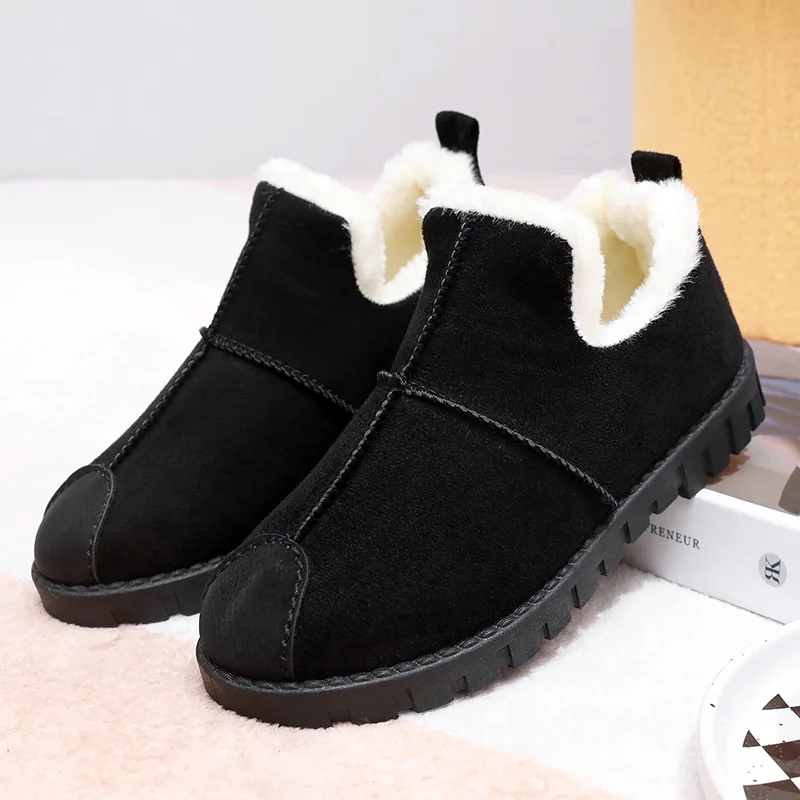 Winter New Fashion All-match Women's Cotton Shoes Thick-soled Plus Velvet Thickened Snow Boots Slip-on Warm Famale Casual Shoes