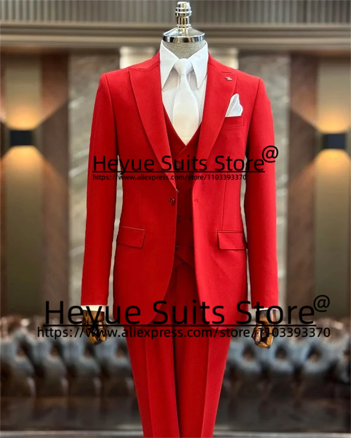 Bright-colored Orange Elegant Men Suits Slim Fit Custome Groom Wedding Tuxedos 3 Pieces Sets Luxuly Male Blazer Costume Homme