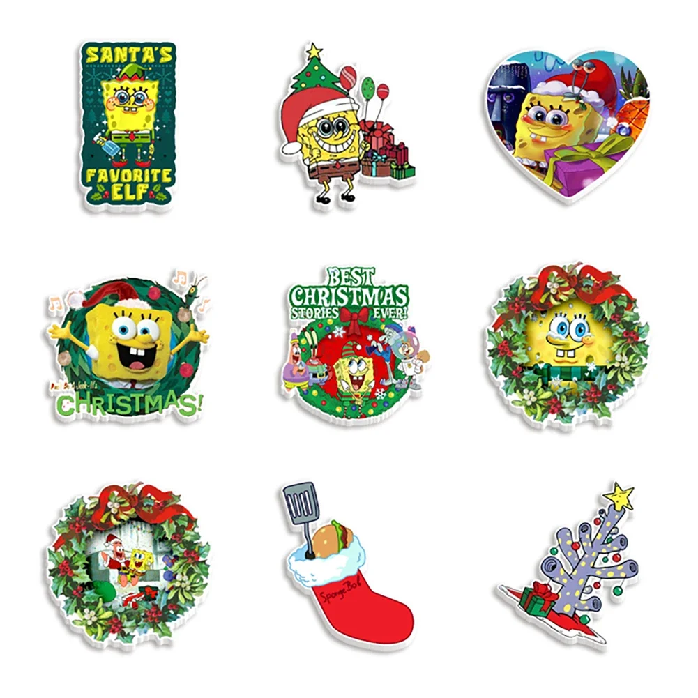 30 Pcs /Lot Merry Christmas Spongebob Resin Charms Cabochons For DIY Bows Party Craft Supplies Handmade Materials