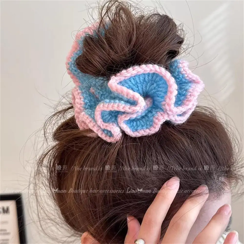 

H Hair Bands For Women Girls Hairband High Elastic Rubber Band Hair Ties Ponytail Holder Pleated Crochet Large Hair Scrunchies