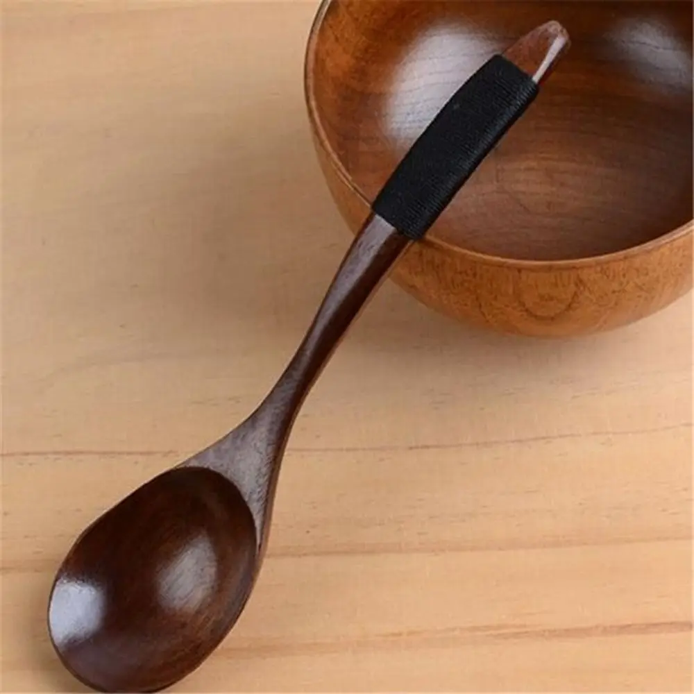 

Handmade 17.5cm Catering Scoop Wood Black Walnut Hand-made Cooking Utensil Wooden Spoon Soup Spoon Kitchen Tool