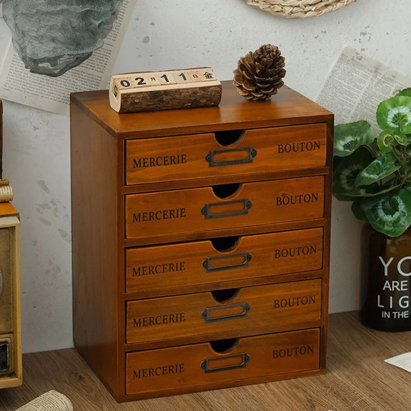 Multi-Layer Net Red New Log Retro Hand Account Storage Holz Desktop Debris Cosmetics Lotion Finishing Box – Detail 9