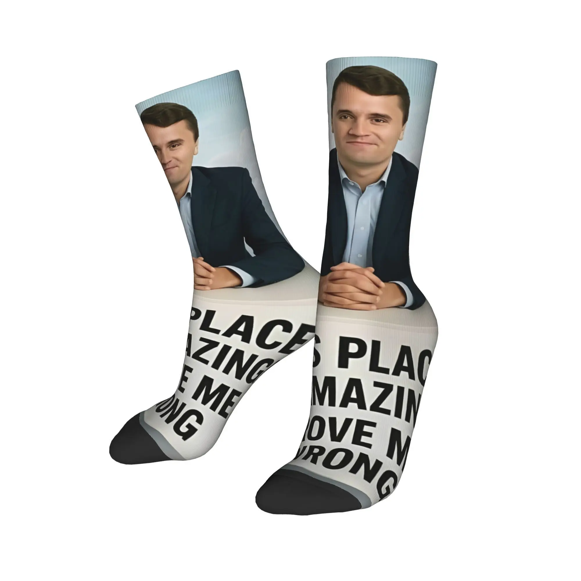 Medias Charlie Kirk Calcetines góticos gráficos Calcetines antideslizantes de otoño Calcetines de calidad para exteriores para hombres