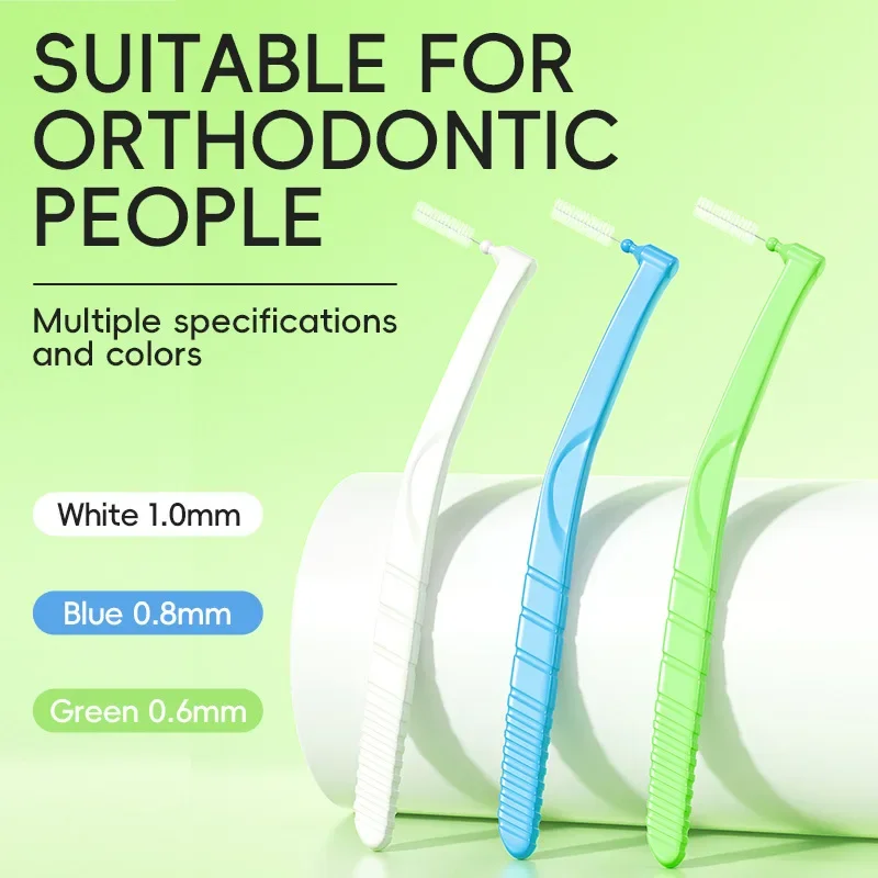 100pcs Interdental Brush L Shape Toothpick Teeth Oral Hygiene Dental Floss Soft Orthodontic Healthy Brushes Braces Toothbrush