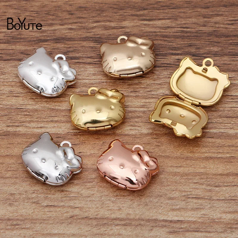 BoYuTe (20 Pieces/Lot) 20*20MM Metal Brass Cat Floating Locket Charms Pendant Factory Direct Wholesale Photo Locket