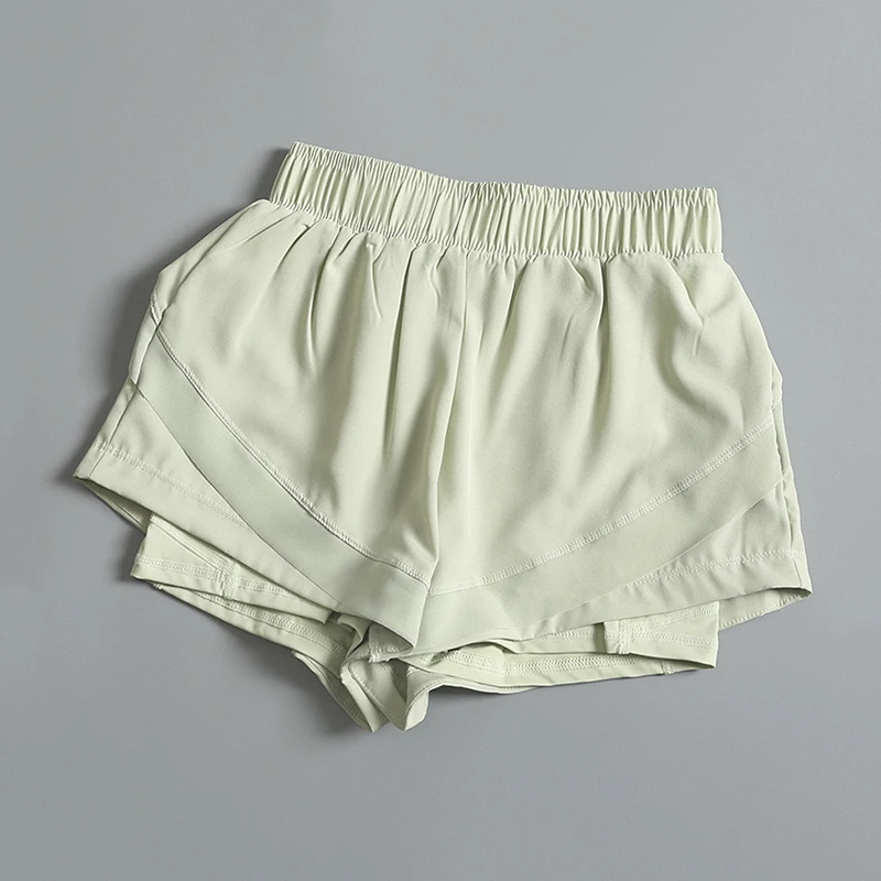 High Waist Quick Dry Sports Shorts Women Loose Outdoor Wear Double Layer Anti Exposure Fake Two Piece Running Yoga Fitness Pants