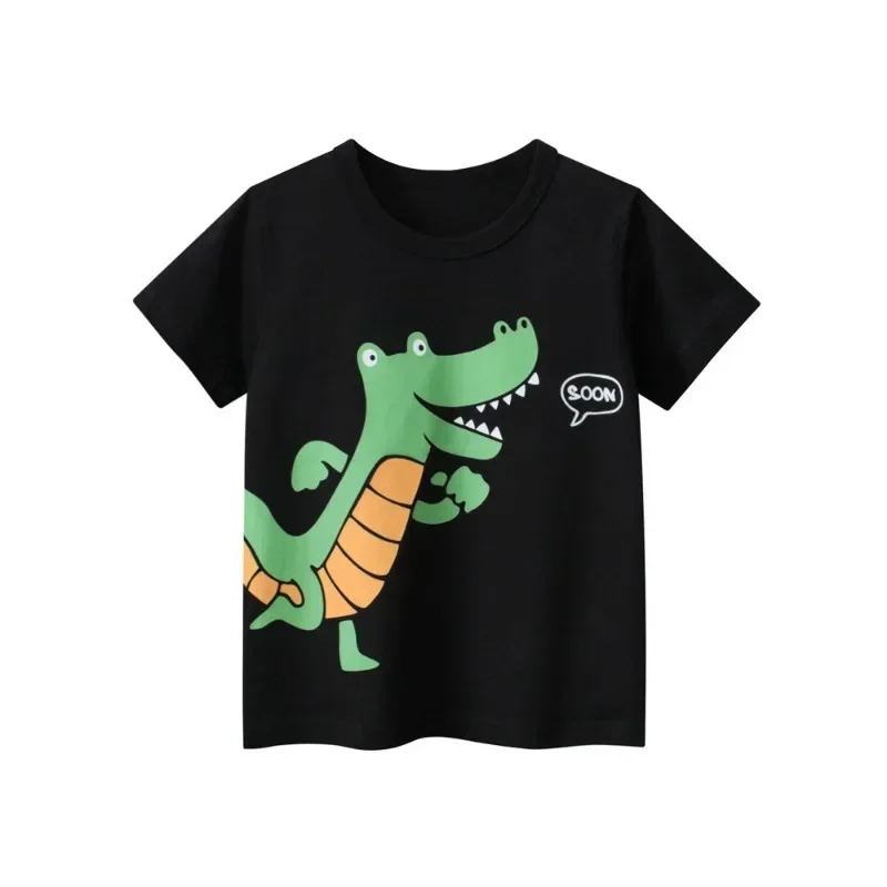 Cartoon Dinosuar Boys Top 2025 Summer New Children's T-Shirts Short Sleeve O-Neck Cotton Top Tees Kids Outfit 2-10Y Dropshipping