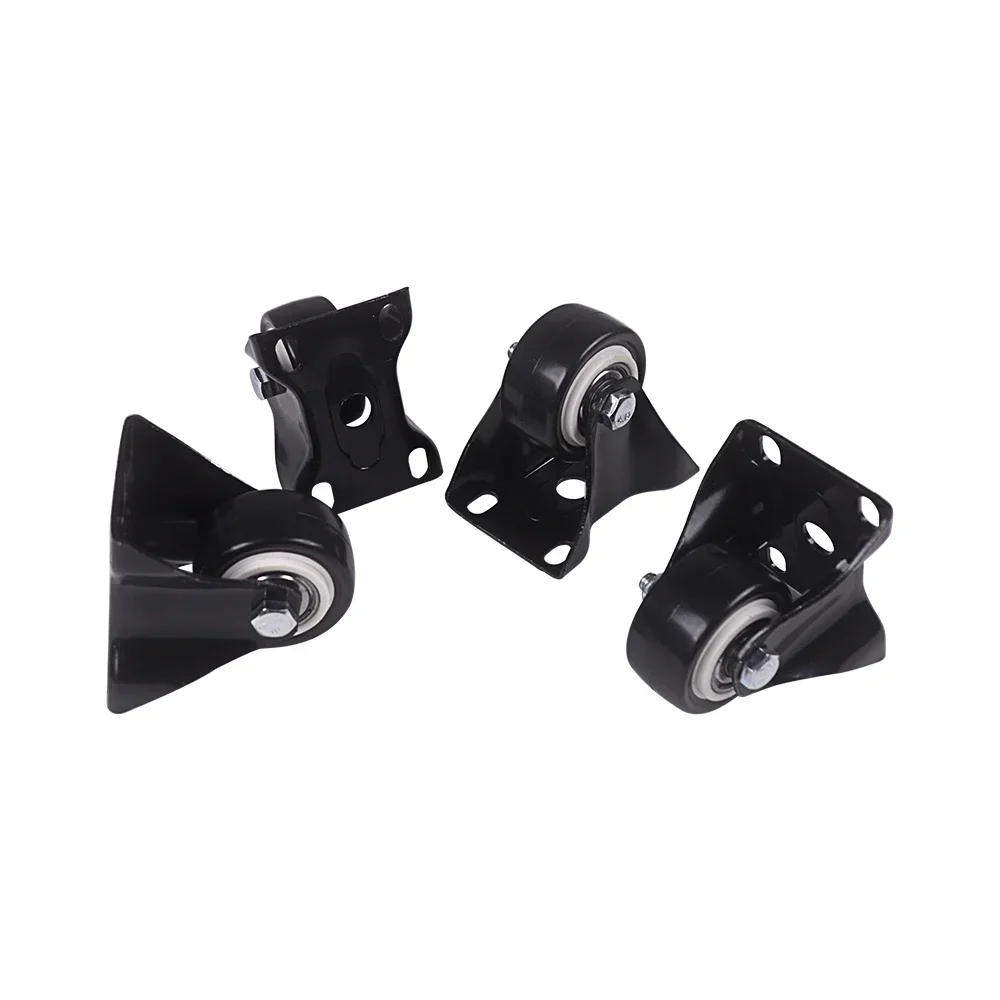 4Pcs 1.5 Inch Dia Heavy Duty 200KG Black Polyurethane Fixed Castor Wheels Trolley Furniture Caster