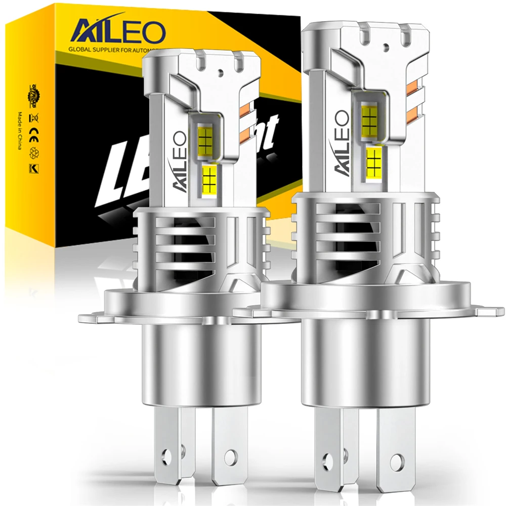 

AILEO 2PC LED Lights H4 Hi/Lo Beam 350W 6000K Headlight Bulb Mini Size 80000LM Design Wireless For Car Lamp CSP 7035 Plug & Play