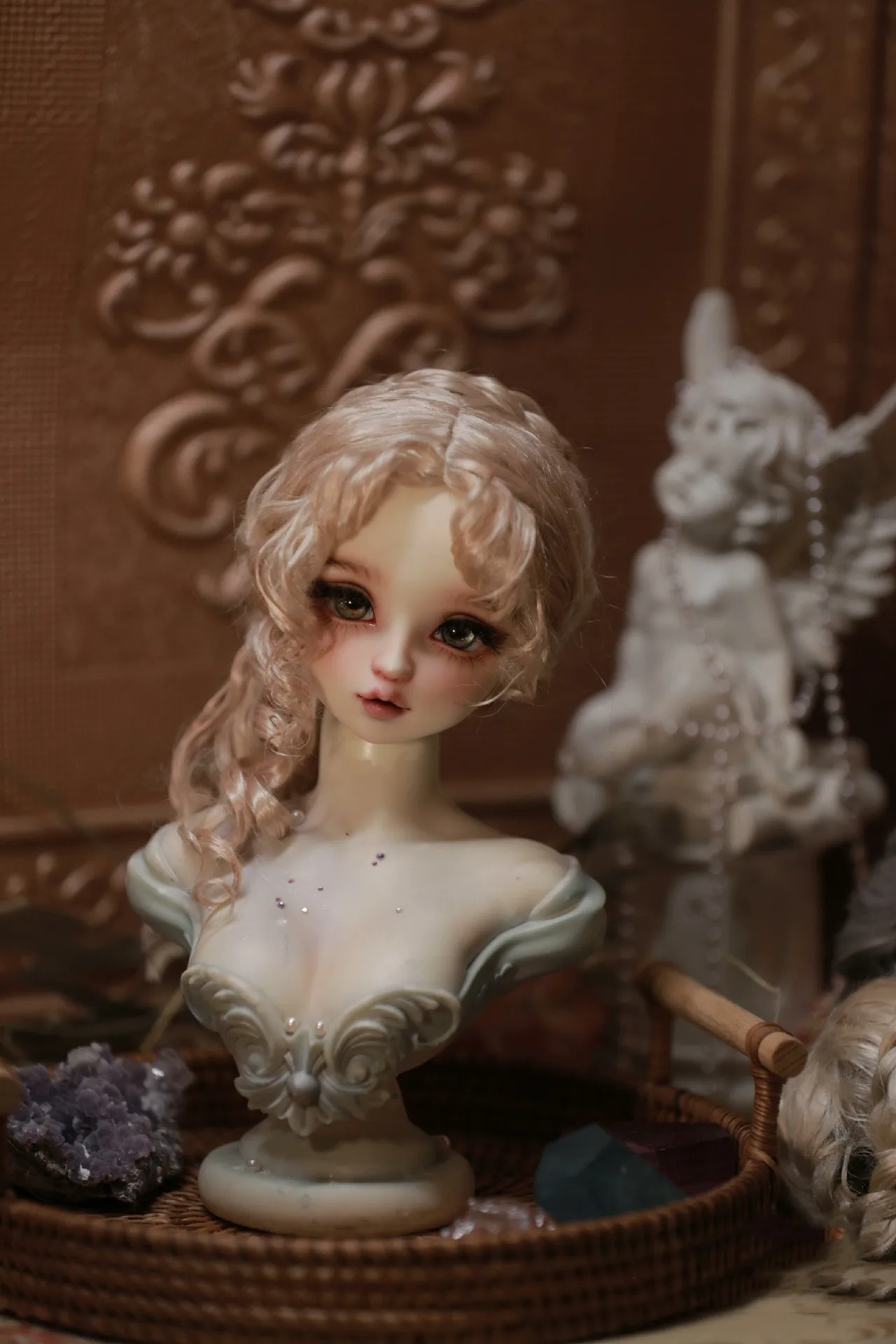 Gold Color 1/3 BJD Doll Styling Hair, High-End Royal Curly Wig Free Shipping