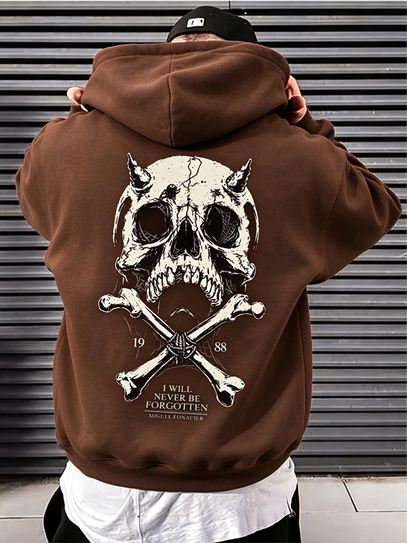 2026 new Dark Skeleton Bones Men's Hooded Sweatshirt with Vintage Distressed Skull Print and Kangaroo Pocket Pullover Hoodie
