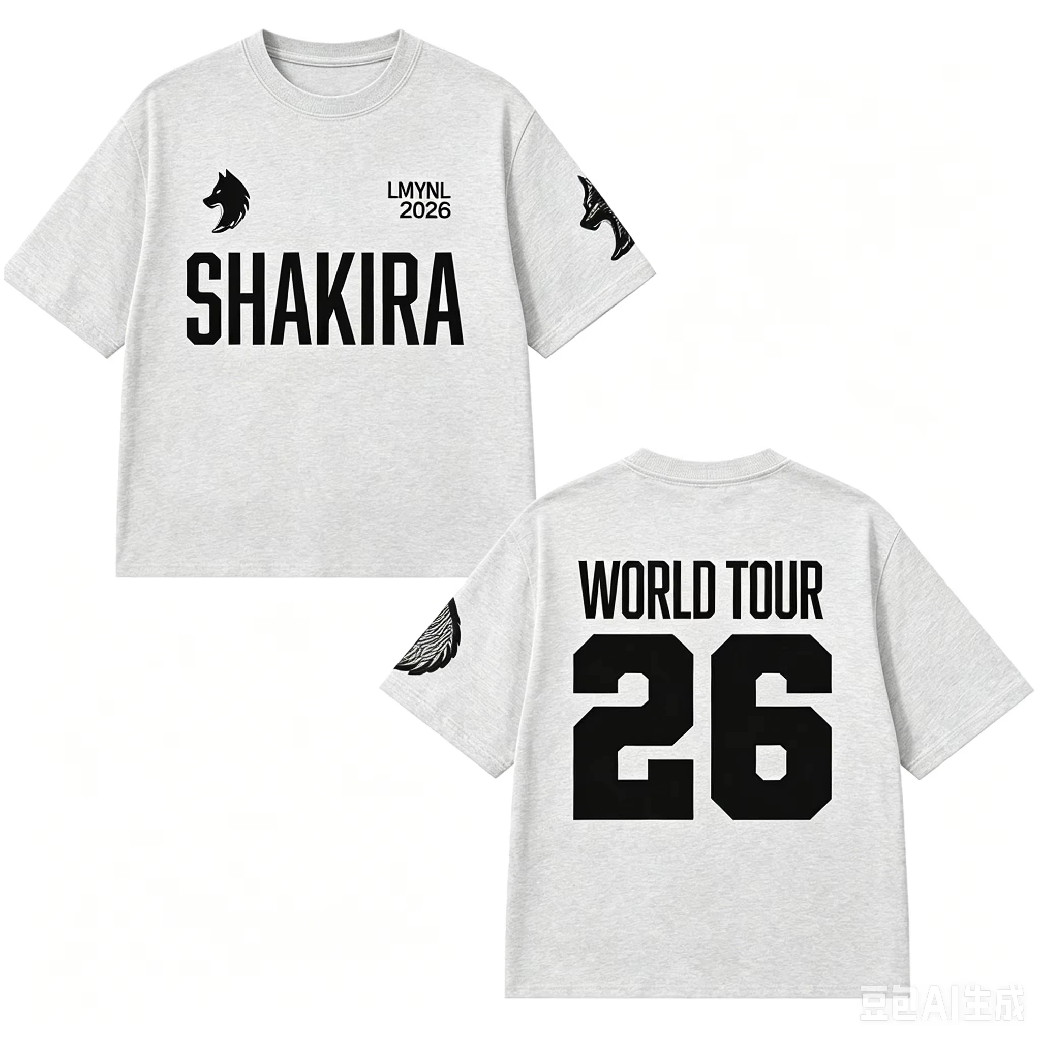1 Stück 2026 Shakira LMYNL World Tour Bedrucktes Baumwoll-T-Shirt Unisex Männer Frauen Kinder Streetwear Casual Kurzarm-Tops – Detail 8