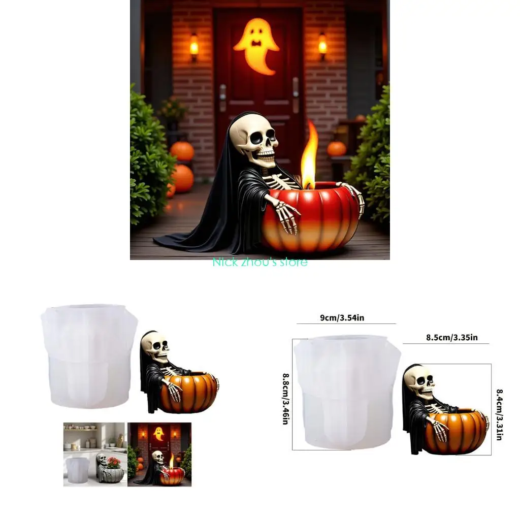 

E15E Гибкая силиконовая форма для рукоделия с изображением черепа и тыквы, подходящая для литья из смолы растительных горшков и