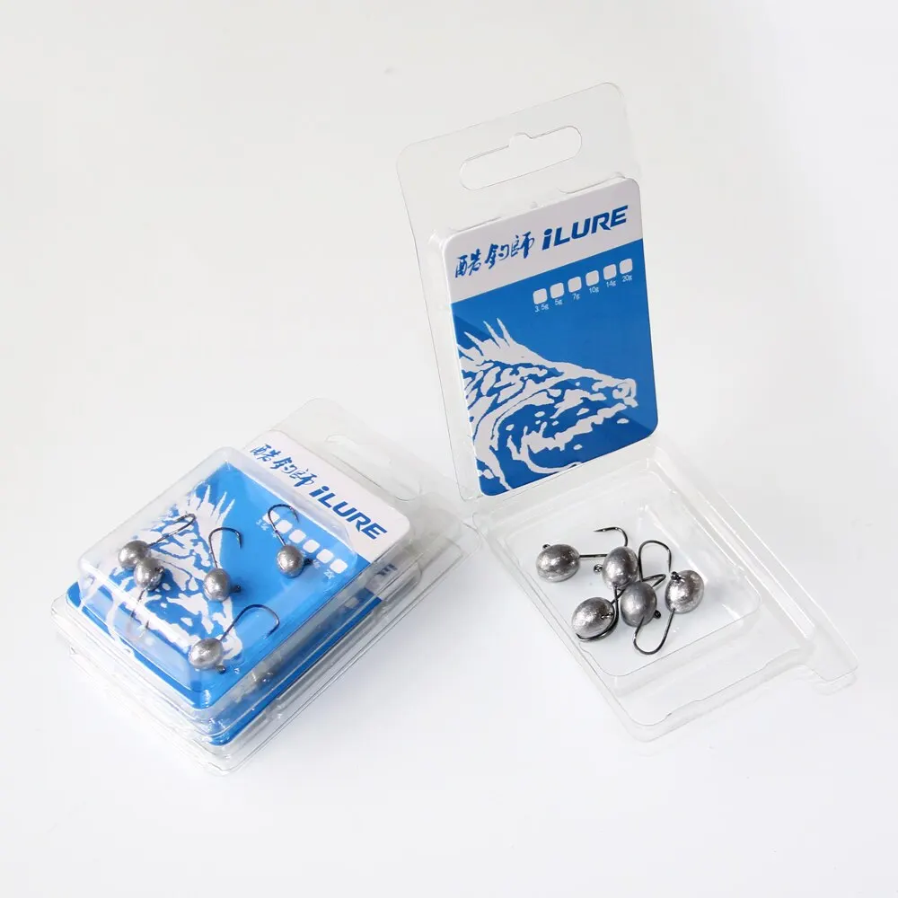 

ILURE 5pcs Round Ball Jig Head 1.5g-7g NED Offset Hook Weedless Long Shank Secondary Hooks for Soft Worm Fishing Accessories