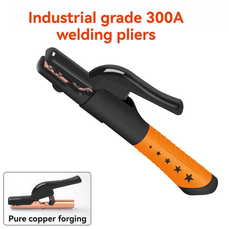 [NEWA64Z!】 Welding Electrode Clamp Copper Electrode Clamp 300A Heavy Duty All Copper Brass Electrode Clamp For Metal Processing