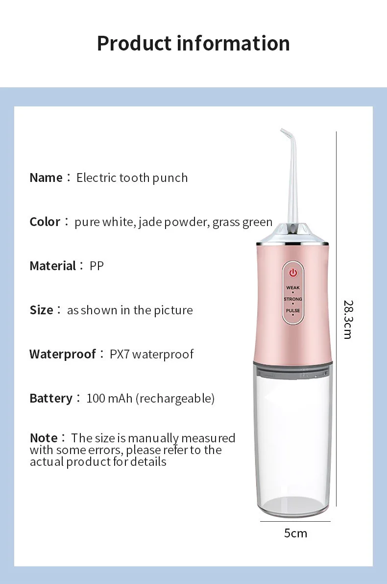 USB Portable Water Flosser 240ML Oral Irrigator with 4 Nozzles Dental Cleaning Jet Tool for Teeth Pick Mouth Oral Cleaning Agent
