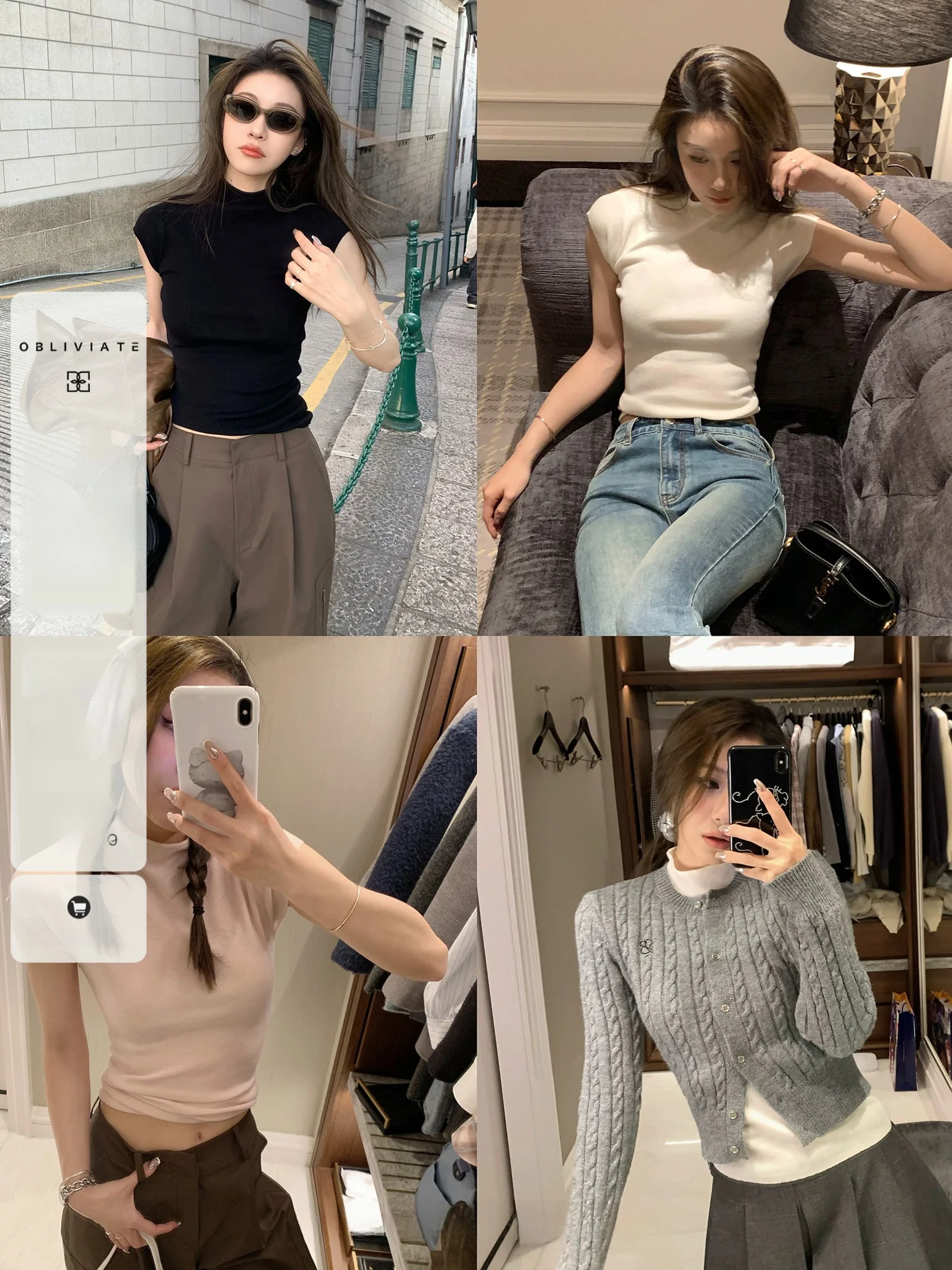 

Color ort Sve Knitted irt Women's Inner Wear Top Commute Sle f High round Ne Overhead Regular Length