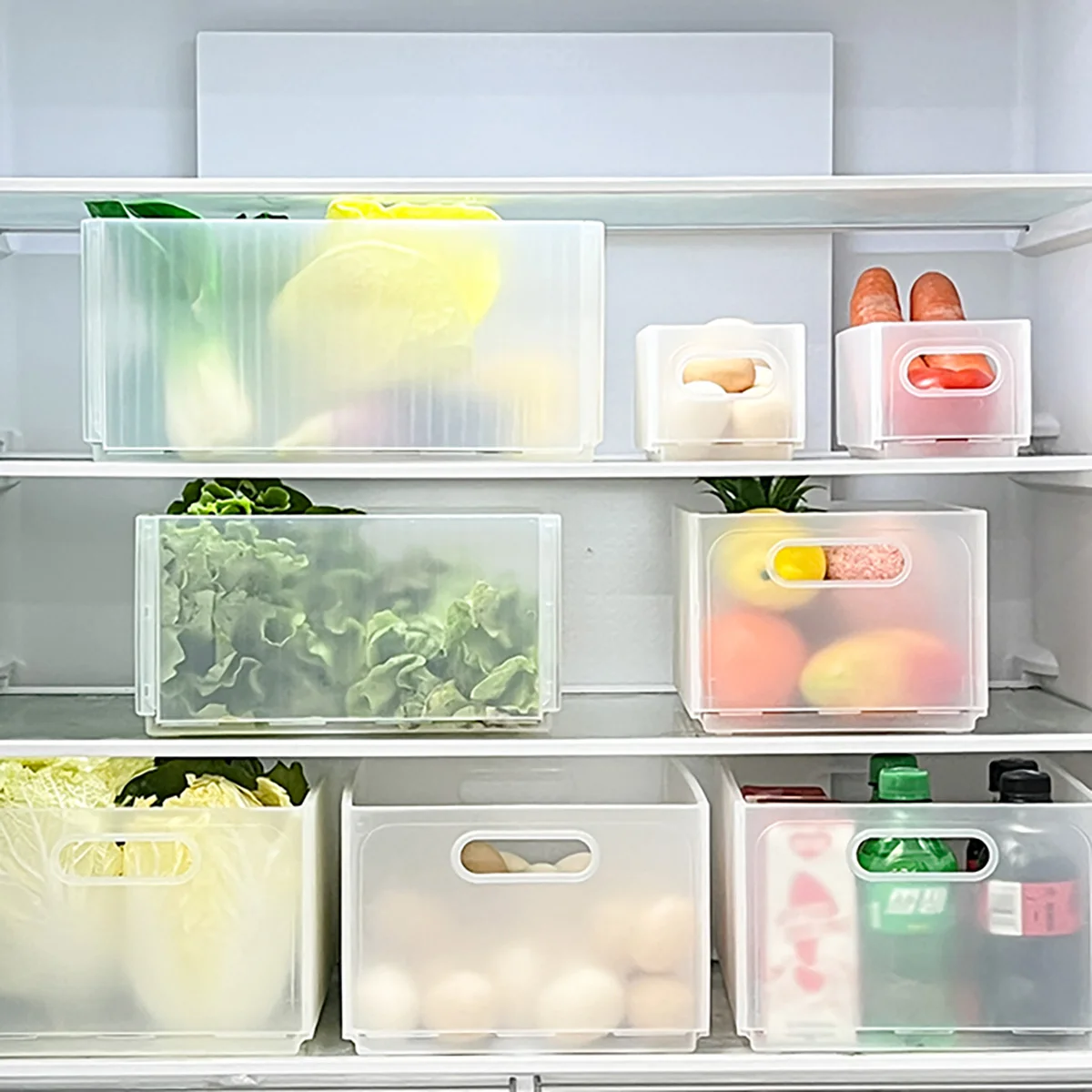 WORTHBUY Plastic Folding Fridge Storage Box Pull-Out Fruit Vegetable Organizer Box Large Capacity Kitchen Storage Organization