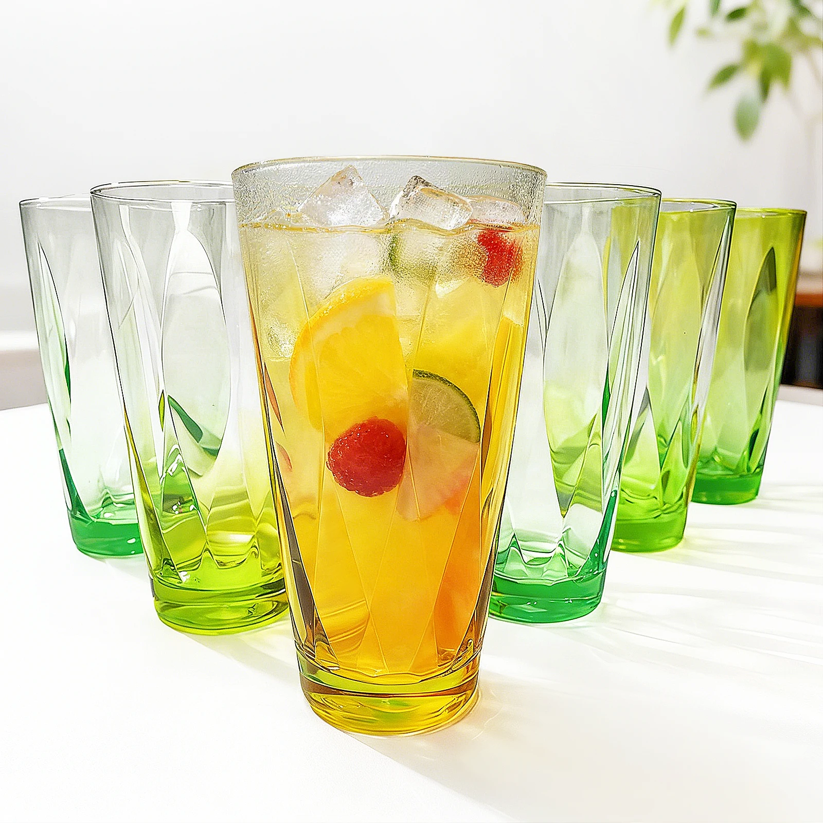 13oz Stackable Tumblers Set of 6, Dishwasher Friendly, Shatter-Resistant BPA-Free Acrylic Cups for Juice, Ice Tea, Lemonade