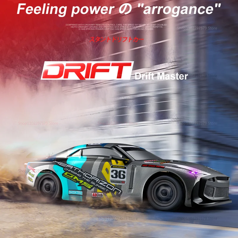 New 4WD RC GTR Drift Car High Speed 30km/h Remote Control Vehicle with 100m Control Range Off-Road Toy Car for Kids Adults Gifts