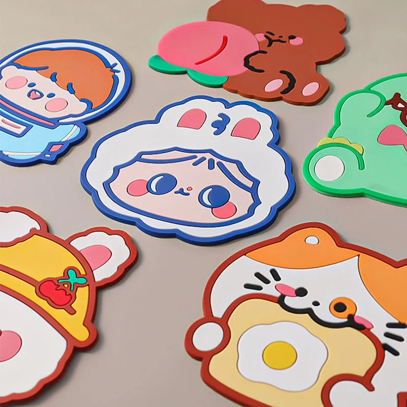 Cartoon Special-Shaped Coaster Cute Non-Slip Insulation Pad Household Kitchen Anti-Scalding Pad Silicone Tea Coaster Placemat