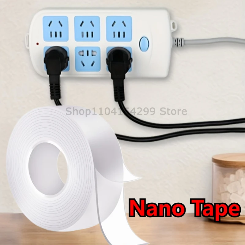 1Pcs New Nano Tracsless Double Sided Tape Transparent Reusable Lasting Waterproof Resistant Heat Adhesive Cleanable Car Special