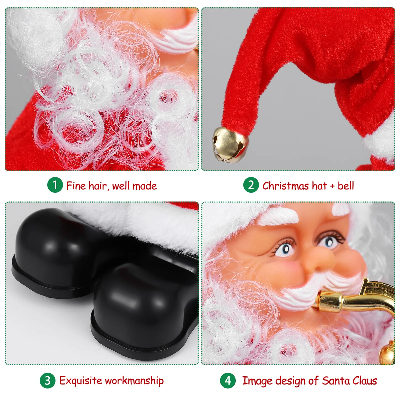 Figura de papai noel de natal com função de dança musical elétrica papai noel jogando saxofone atmosfera festiva decoração para bar de escritório