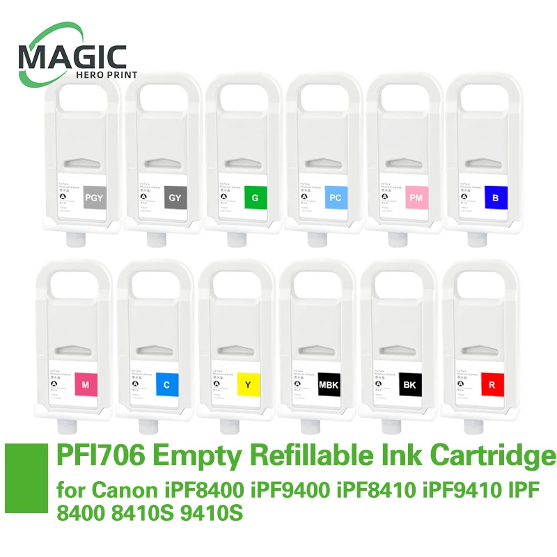 

700ML PFI-706 PFI 706 Empty Refillable Ink Cartridge With Chip for Canon iPF8400 iPF9400 iPF8410 iPF9410 IPF 8400 8410S 9410S