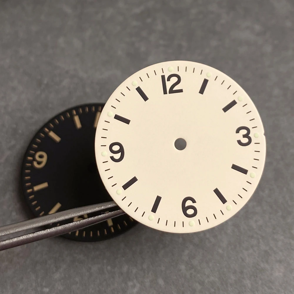 Black Beige 29mm Classic Watch Dial Face Hands Set Arabic Numerals for NH35 NH36 Automatic Movement Watch Parts Luminous Marks