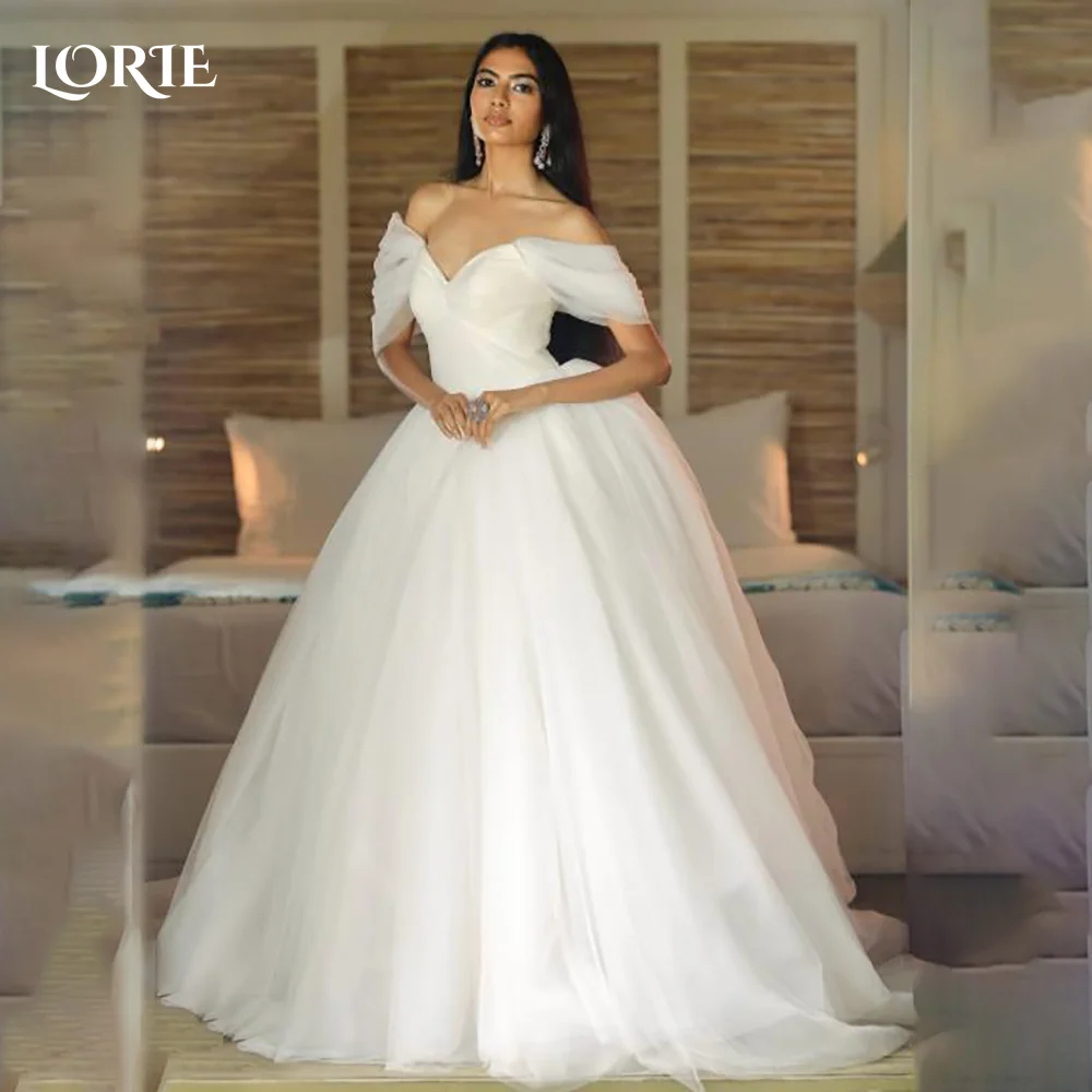 LORIE Appliques Boho Wedding Dress 3D Flowers Lace Long Sleeve Sweetheart Off Shoulder Bride Gown Customized Plus Bride Dress