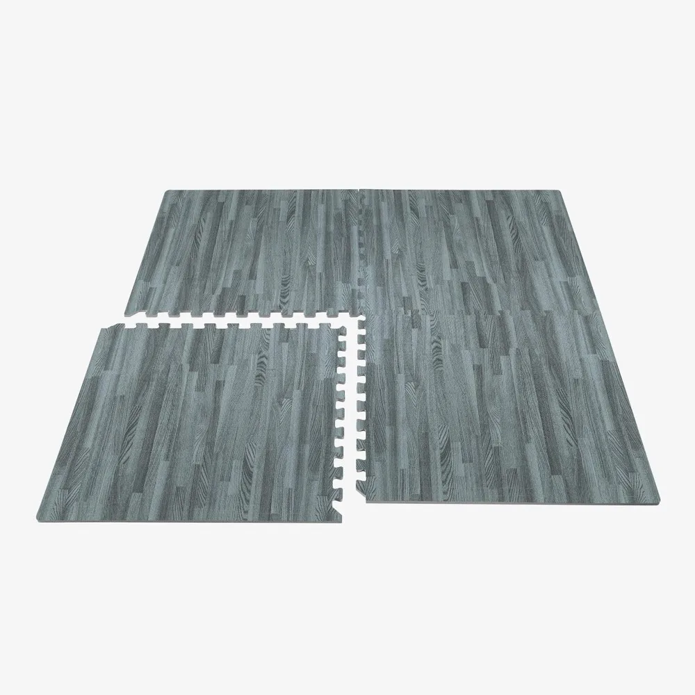 forest floor 3/8 inch thick printed foam tiles, premium wood grain interlocking foam floor mats, anti-fatigue flooring – stylish