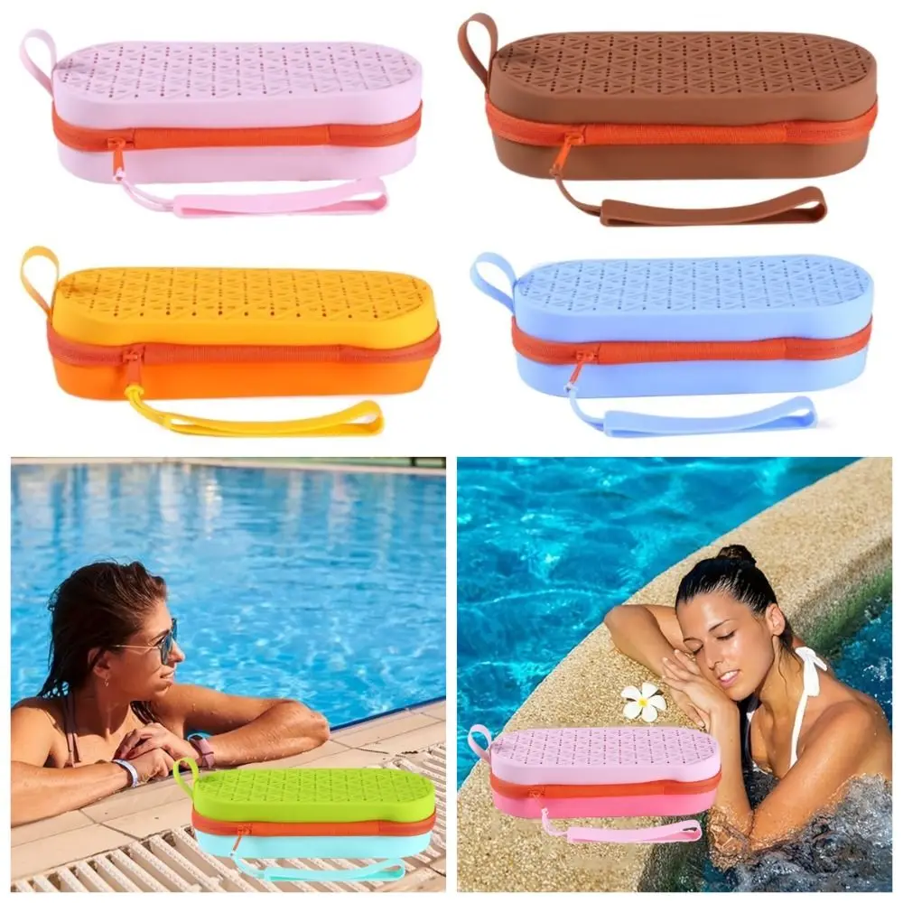 

Silicagel Swimming Goggles Storage Box Drain Hole Portable Zipper Eyeglasses Bag Breathable Hollow Myopia Glasses Case Men/Women