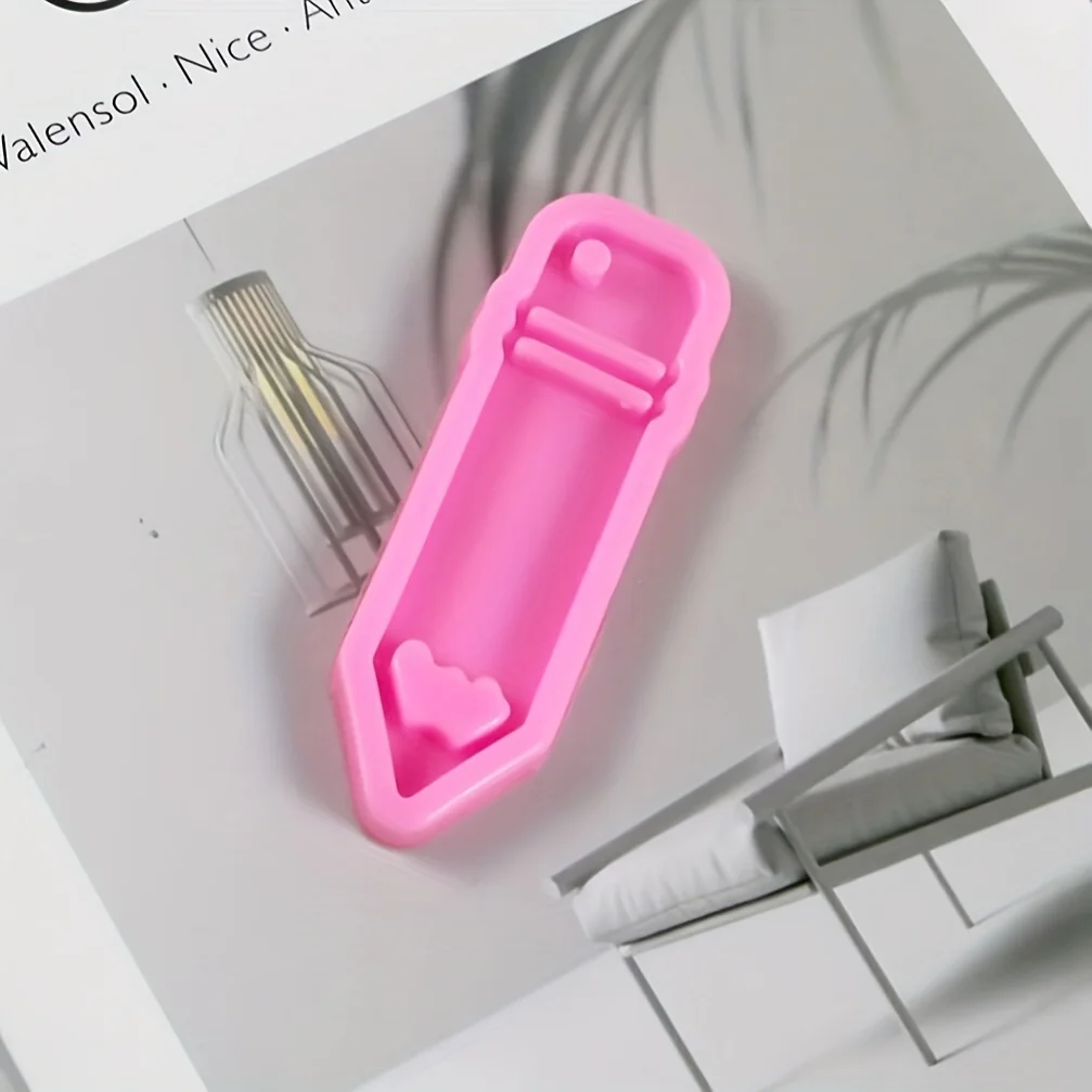 2pcs Pink Pencil-Shaped Silicone Molds for DIY Jewelry  Epoxy Resin Casting Kit with Heart Detail, Ideal for Necklaces, Earrings
