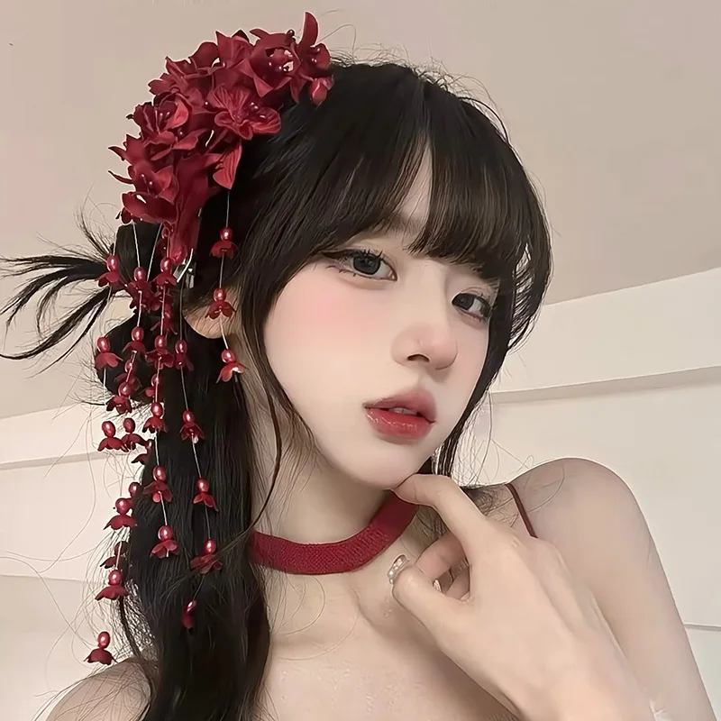 Handmade Fringed Head Flower with Red Lily of the Valley for the Perfect Wedding Look