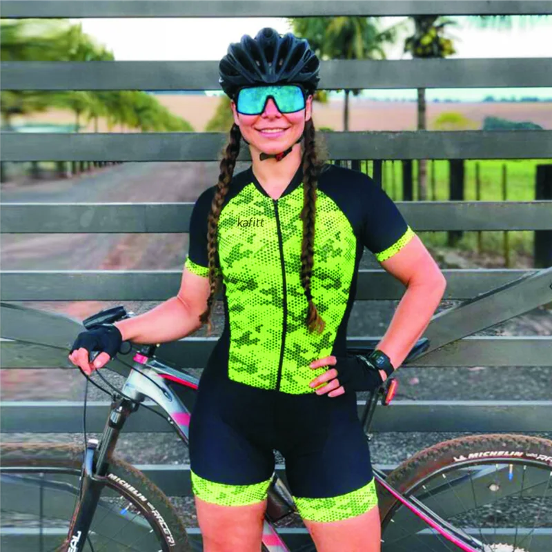 Bicycle woman little monkey suit cycling suit work shirt short sleeve summer set one-piece Pro mountain bike