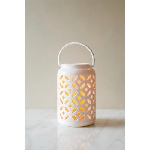 Rigging House Country Style White Namaste Battery-Powered and Usb'li LED Lantern